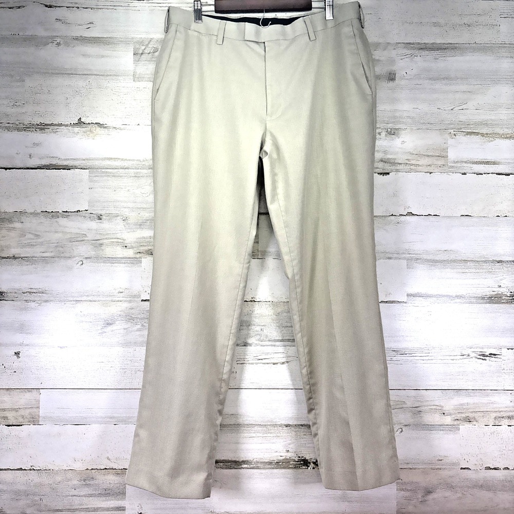 Louis Raphael Mens Light Tan TAILORED Flat Front Lightweight Dress Pants 38x32